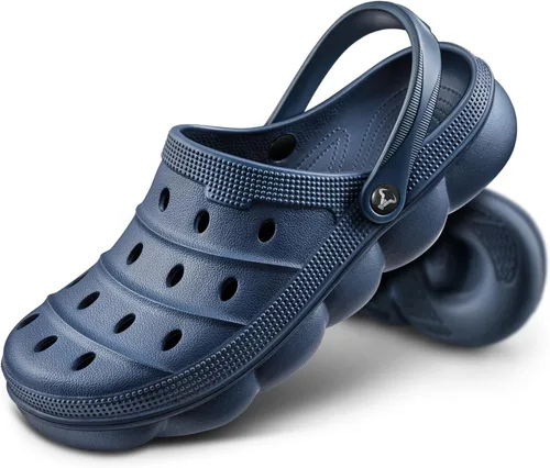 Vista 9 de KEMISANT Zuecos para hombre, unisex, sin cordones, para jardín, zapatos limpiadores, zapatos de trabajo en casa, acolchados, de apoyo