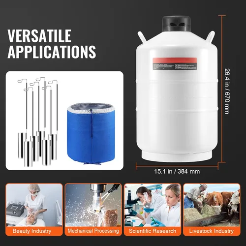 Vista 7 de Happybuy Tanque de nitrógeno líquido de 20L, aleación de aluminio LN2 Dewar con 6 botes, bolsa de transporte y correas, tanque criogénico