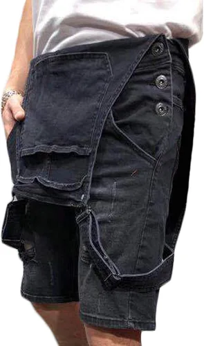 Vista 3 de lisenraIn Overol de mezclilla con pechera para hombre con bolsillos