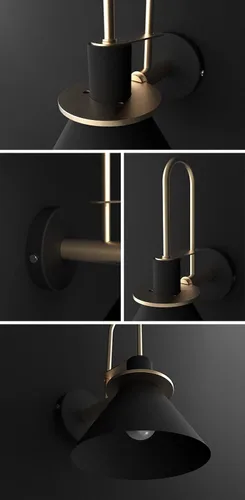 Vista 7 de Apliques de pared modernos con forma de cono de metal, kit de farol de pared para mesita de noche, lámpara de montaje en pared, aplique de 1 luz