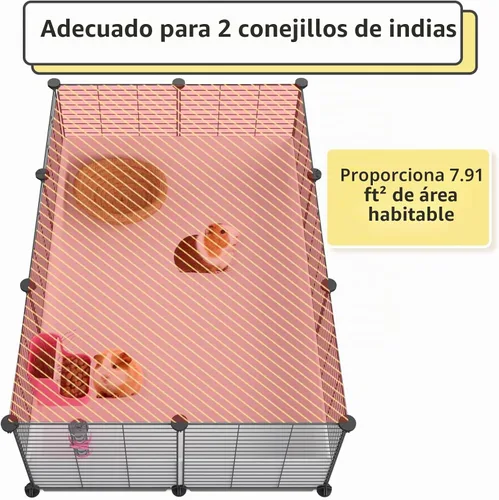 Vista 4 de Oneluck Jaula para Cobayas, Hábitat Interior con Fondo de Plástico Impermeable, Corral para Mascotas Pequeñas como Conejos, Tortugas, Hámsteres