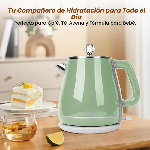 Vista 7 de Hervidor eléctrico de 1.8L, hervidor de té con hervir rápido 1350W Verde