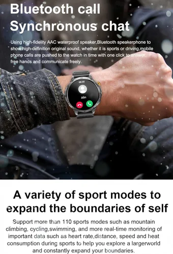 Vista 7 de Reloj inteligente militar, pantalla AMOLED ultra clara de 1.75 pulgadas, monitor de frecuencia cardíaca de oxígeno en sangre Spo2, batería de 730