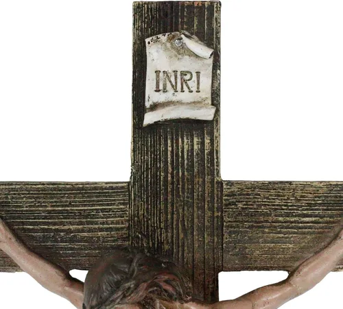 Vista 6 de Ebros Gift Pasión de Jesucristo Muerte en el Calvario Crucifijo Católico INRI Cruz Colgante Figura Figura 13.75 pulgadas de alto Religioso Cristiano