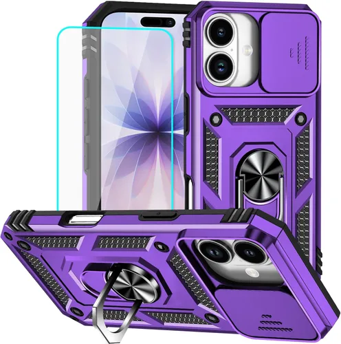 Vista 9 de HNHYGETE Funda para iPhone 12 Pro Max con protector de pantalla: [grado militar de 20 pies probada en caídas] Funda protectora para cámara Negro
