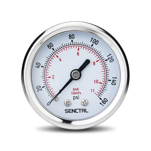 Vista 9 de SENCTRL - Medidor de presión de vacío de 30inHg, esfera de 2", NPT de 1/8, montaje inferior, estuche de acero inoxidable, resistente al agua