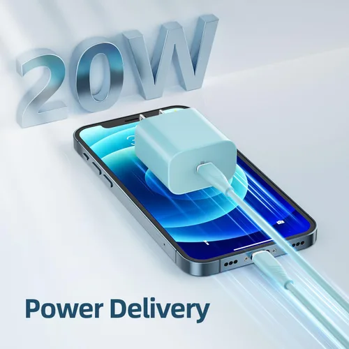 Vista 2 de Cargador para iPhone de 20 W PD USB C adaptador y cable USB C a Lightning de 6 pies compatible con iPhone 14 13 12 11 X 8 7 más