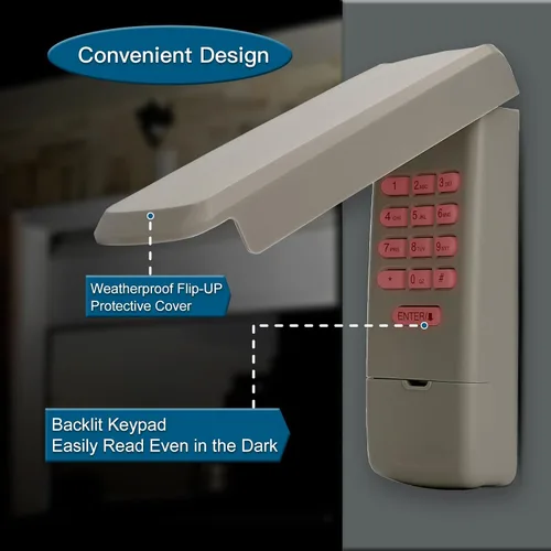 Vista 5 de Teclado remoto universal para apertura de puerta de garaje, repuesto para Chamberlain Liftmaster Genie Lineal Multi-Code Sears Craftsman Stanley