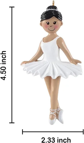 Vista 4 de Adornos Personalizados de Bailarina Niña - Adornos de Ballet para Árbol de Navidad 2024 - Adorno de Bailarina - Étnico - Adorno de Navidad de Ballet