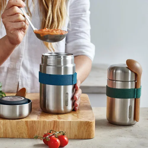 Vista 3 de BLACK + BLUM Frasco de alimentos al vacío Contenedor de almuerzo de acero inoxidable aislado a prueba de fugas con cuchara de cucharón