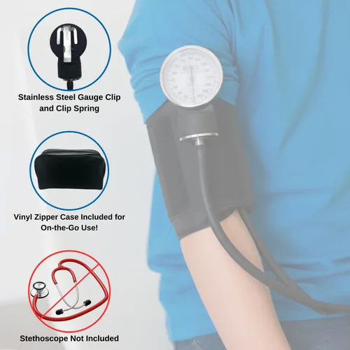 Vista 3 de HCS - Brazalete pequeño de presión arterial, manual - Brazaletes de PA pequeños para adultos - Monitor manual de presión arterial - Esfigmomanómetro