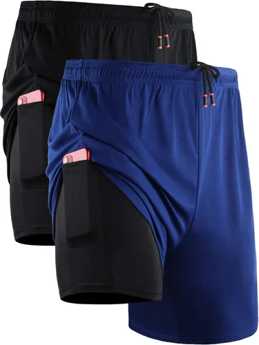 Vista 13 de NELEUS Men's 2 in 1 Running Shorts with Liner,Dry Fit Workout Shorts with Pockets