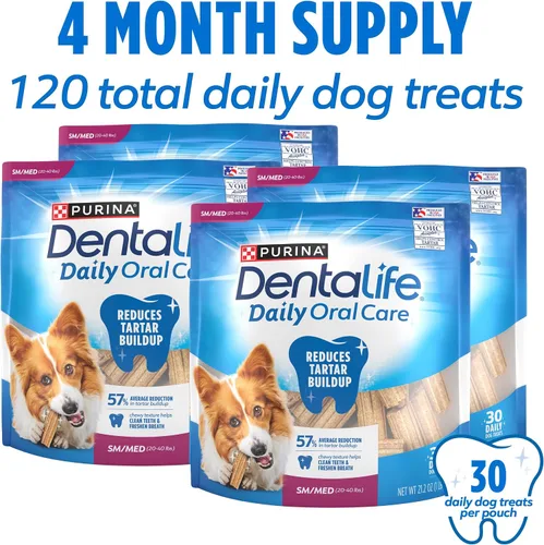 Vista 3 de Purina DentaLife - Masticables dentales diarios para perros de razas pequeñas y medianas, 120