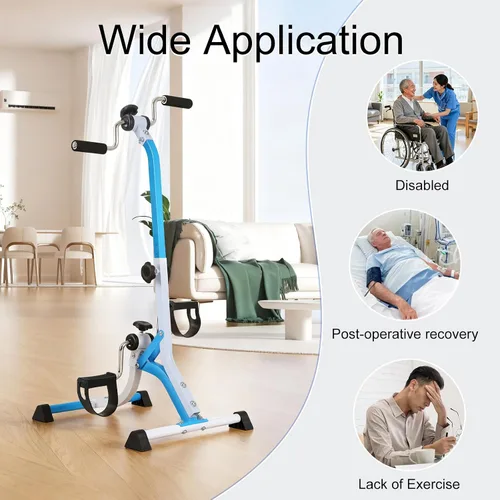 Vista 5 de Bicicleta estática de pedal para personas mayores, bicicleta de brazo de resistencia ajustable, equipo de ejercicio ligero para manos, brazos