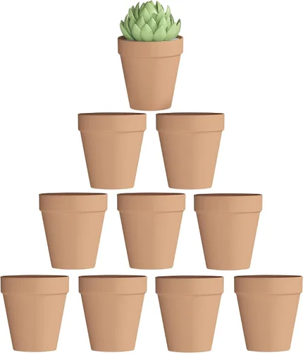 Vista 6 de Fcacti Macetas de terracota de 3 pulgadas con drenaje, paquete de 22 macetas de arcilla, macetas de vivero de suculentas/cactus, macetas pequeñas