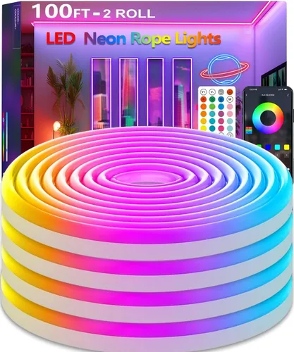 Vista 12 de Cuerda de luces de neón de 20 pies, cuerda de luces LED flexible con aplicación/control remoto, múltiples modos de luces de cuerda, IP65 impermeable