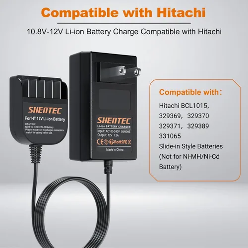 Vista 3 de Shentec 10.8V-12V Li-ion Carga de batería compatible con Hitachi BCL1015
