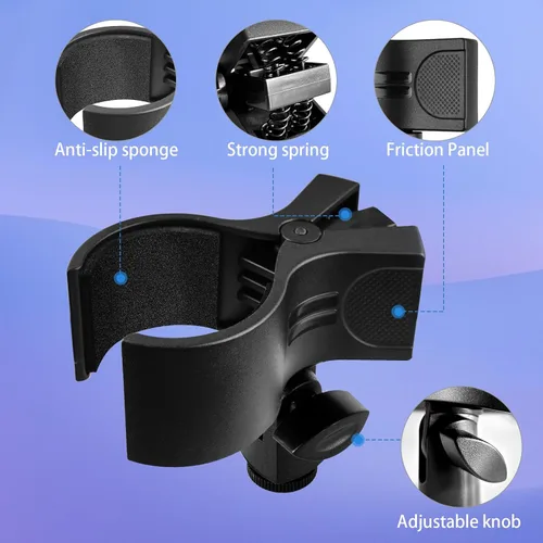 Vista 2 de Soporte para micrófono, clip accesorio grande para soportes, compatible con la mayoría de micrófonos condensadores y inalámbricos con un rango