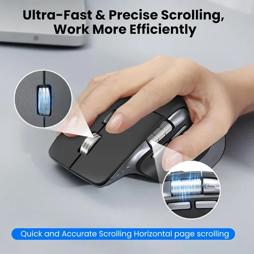 Vista 2 de CITLLA Ratón Inalámbrico Bluetooth, Ratón Silencioso Recargable Ergonómico con Múltiples Dispositivos, DPI Ajustable, Desplazamiento Rápido y Rueda