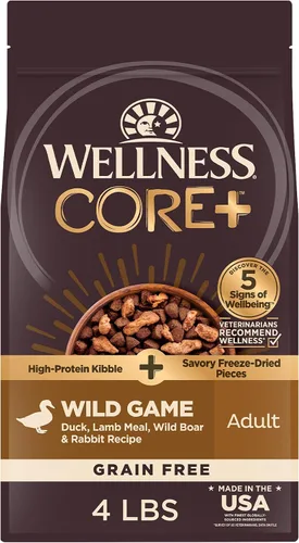Vista 17 de Wellness CORE+ Alimento seco para perros adultos con trozos liofilizados, croquetas sin granos, natural, alto en proteínas, sin pollo, pescado