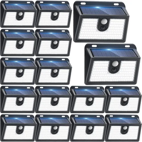 Vista 11 de 2 paquetes de luces solares con sensor de movimiento al aire libre, luces solares súper brillantes al aire libre impermeables, 3 modos