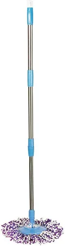Vista 6 de Spin Mop Pole Handle Replacement 360 Spinning Cleaning Scraper para fregona de piso Cubo sin pedal versión azul