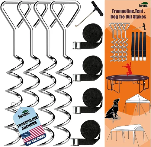 Vista 23 de Anclajes de suelo Eurmax USA Anclajes de trampolines con tornillo para vientos fuertes Estacas de tienda de campaña de alta resistencia Anclajes