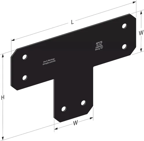 Vista 6 de Simpson Strong-Tie APVT6 Outdoor Accents Avant Collection ZMAX, correa en T negra con recubrimiento en polvo para 6x6 (paquete de 8)