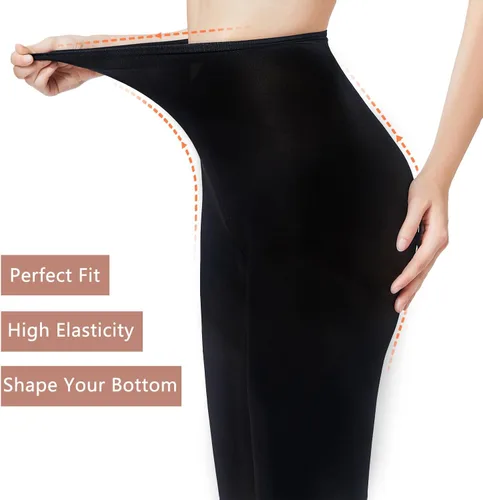 Vista 2 de Medias negras 40D para mujer, 3 pares de medias semiopacas, medias de microfibra con control superior para mujer