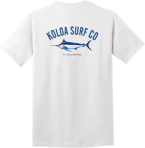 Vista 59 de Koloa Surf - Camisetas de algodón pesado para hombre, tallas grandes y altas Azul acuático/negro buscando diseño de ondas