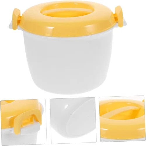 Vista 8 de Hemoton Mini microondas microondas arrocera olla olla de alimentos recipiente de vapor cocina con tapa portátil microondas utensilios de cocina