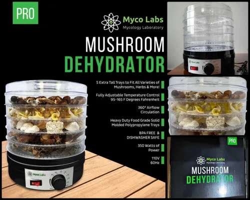 Vista 6 de Myco Labs Deshidratador de hongos de 350 vatios con control de temperatura ajustable y bandejas extra altas