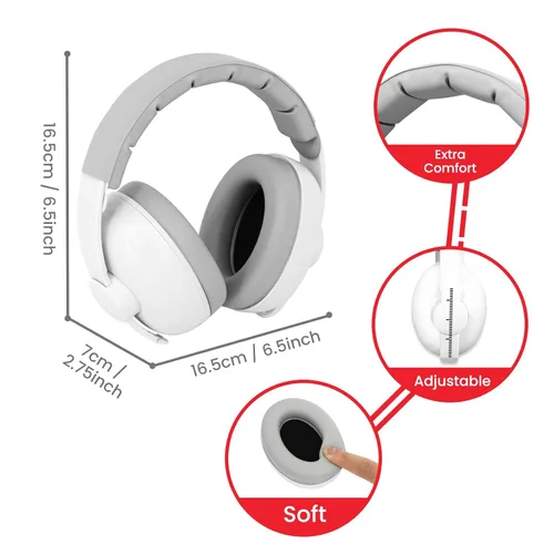 Vista 4 de Auriculares de bebé para protección contra el ruido, color blanco