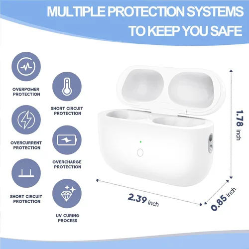 Vista 11 de Funda de carga USB-C para AirPods Pro y Pro2, compatible con AirPod Pro y Pro2 de repuesto, batería integrada de 450 mAh con botón de sincronización