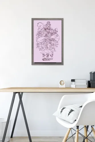 Vista 6 de Trends International Póster de pared de boceto de grupo de chicas superpoderosas, 14.725 x 22.375 pulgadas, versión enmarcada de madera de granero