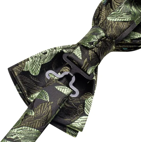 Vista 6 de Hi-Tie Pajaritas preatadas para hombre, corbatines de seda y gemelos cuadrados de bolsillo, juego de gemelos para hombre, boda, fiesta, formal
