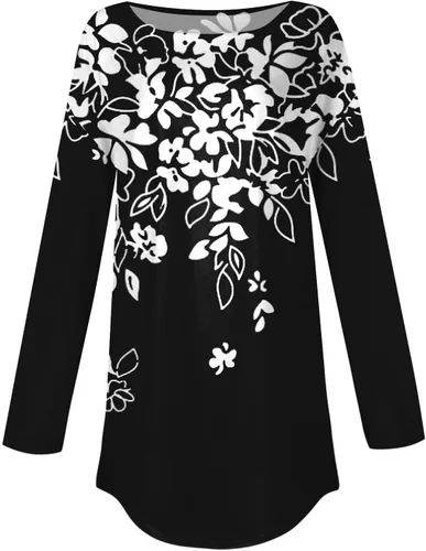 Vista 5 de Sudadera de manga larga para mujer, diseño gráfico de moda, suave, cuello redondo, novedad, con abertura, para otoño
