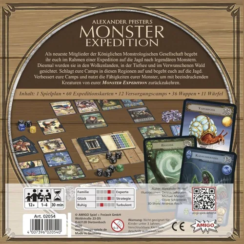 Vista 3 de AMIGO Games Alexander Pfister's Monster Expedition - Emocionante juego de aventura rodando dados para 1-4 jugadores mayores de 12 años - Desafíos