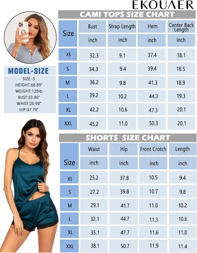 Vista 6 de Ekouaer Conjunto de camisola de pijama de seda para mujer