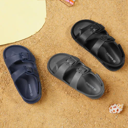 Vista 7 de INMINPIN Sandalias con hebilla para niños y niñas, cómodas sandalias de punta abierta con correa trasera ajustable
