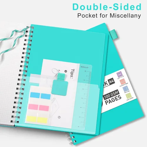 Vista 5 de AHGXG Cuaderno de papel gráfico, 300 páginas, cuaderno espiral de 8.5" x 11", cuaderno de papel de cuadrícula grande A4, papel grueso de 100 gsm