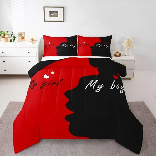 Vista 10 de Erosebridal Juego de edredón para parejas, juego de ropa de cama tamaño individual con lentejuelas doradas con purpurina dorada, edredón acolchado