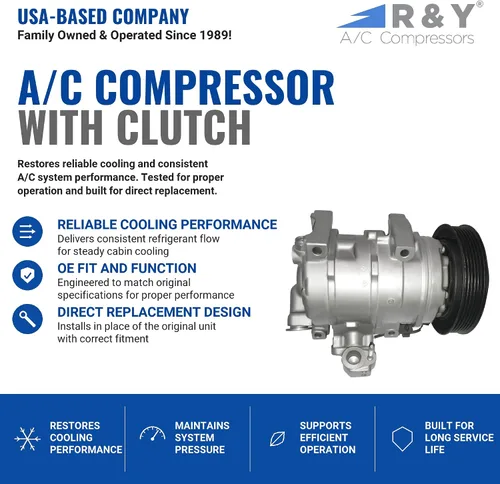 Vista 2 de R & Y A/C Compresores - RYC Automotriz A/C Compresor AEG334 para Honda y Acura Fits Honda Pilot 3.5L 2008-2015; Fits Odyssey 3.5L 2008-2017; Fits