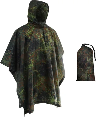 Vista 10 de Poncho de lluvia de camuflaje, abrigo impermeable multiusos