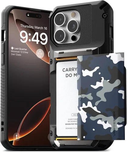 Vista 59 de VRS DESIGN Damda Glide Pro - Funda para iPhone 12 Pro Max, con [4 tarjetas] Premium Robusta [Semiautomática] Funda para tarjeta de crédito