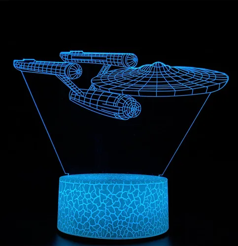 Vista 2 de Luz nocturna de ilusión óptica 3D, lámpara de escritorio LED creativa visual con control táctil y control remoto, 16 colores regulables, cambio