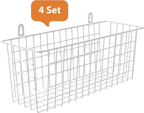 Vista 7 de MaraFansie Cesta de alambre [extragrande] organizador de pared colgante para gabinete, cesta de almacenamiento para estantes montados en la pared