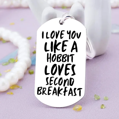 Vista 6 de Lord of the Rings Merchandise Gifts Lover Fans Keychain Gifts -I Love You Like a Hobbit Loves Second Breakfast Women Husband to My Love Keychain