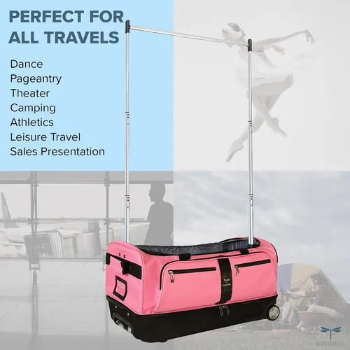 Vista 5 de Travolution Dance Bag with Garment Rack, 28 Inch Rolling Duffel With Wheels, Ideal for Competitions & Travel, Easy-assembly Lightweight Aluminum