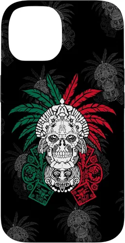 Vista 4 de Aztec Warrior Skull - Funda para iPhone 17, diseño de antepasados mexicanos